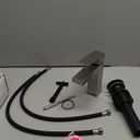 Midanya Bathroom Faucets 1 Hole, Single Handle Stainless Steel Bathroom Sink Faucet, Modern Vanity Faucets with Deck Plate,Water Supply Hoses and Pop Up Drain,Brushed Nickel