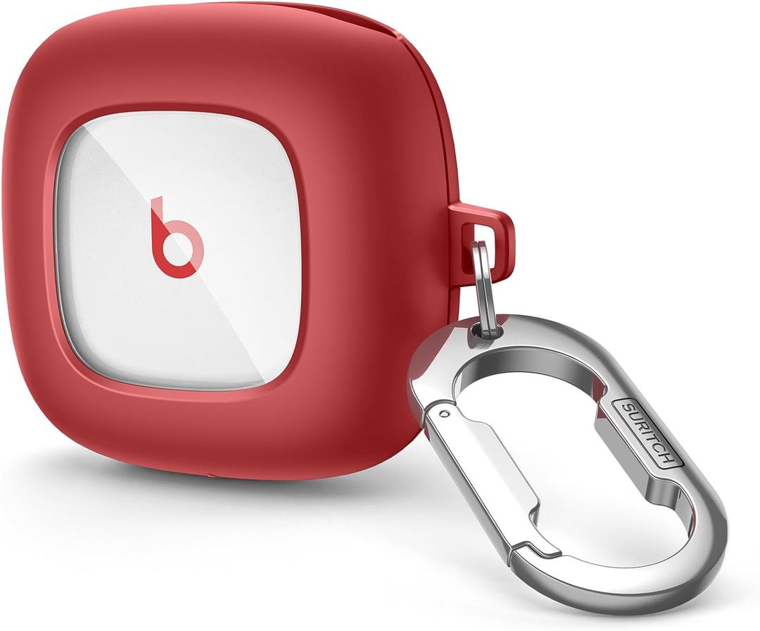 SURITCH Case Compatible with Beats Fit Pro Case Cover Protector, Shock-Absorbing Protective TPU Shell for Beats Fit Pro Charging Case 2021 Earbuds Secure Locking System with Anti-Lost Keychain, Red