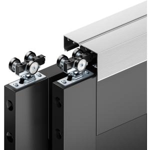 4FT Bypass Door Hardware, Closet Door Track Kit, Top-Mounted Style, Made of Heavy Duty Aluminum, Smoothly and Quietly, for 2 Doors System - Fit Min Door Panel Width of 24.5in, Silver
