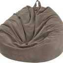 Nobildonna Bean Bag Chair Cover (No Filler) for Kids and Adults,Beanbag Stuffed Animal Storage Without Filling Plush Toys Holder and Organizer Soft Premium Corduroy 200L (Light Brown)