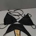 Women Sexy Bikini Set 2 Piece Halter String High Cut Cheeky Thong Swimsuit Bathing Suit (M, Black)