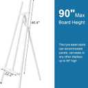 A - Frame Wooden Display Easel - Adjustable Lyre Beechwood Studio Easel Stand Holding Canvas Up to 90", Inclinable Artist Floor Painting Easel for Artwork Painting, White