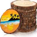 FSWCCK 10 PCS Unfinished Wood Slices for Centerpieces-Round Natural Discs with Tree Bark, Wooden Cookies Circles for Crafts Christmas Ornaments, Rustic Wedding Decor,Table Decoration (4"- 4 .7")