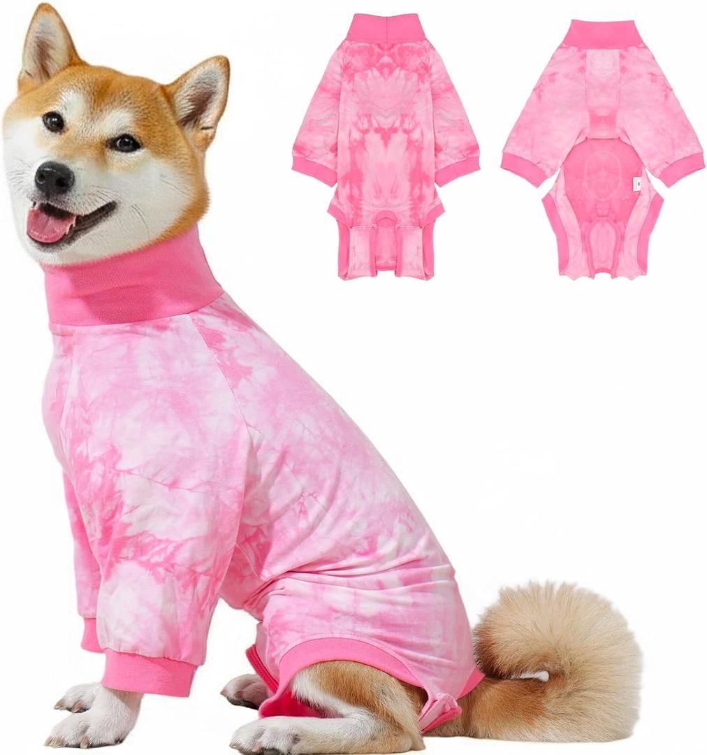 Recovery Suit for Dogs Dog Surgery Suit Female Spay, Breathable Dog Recovery Suit Dogs Onesie Body Suits for Abdominal Wounds, Soft Spay Surgical Suit for Anti Licking Cone Alternative (Small, Pink)