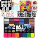 42 Color Face Paint Kit for Kids  Non-toxic Water-Based Makeup Palette with Stencils, Brushes & Gems  Face Painting Kit for Kids Ideal for Halloween, Parties, Festivals, Body Art & More