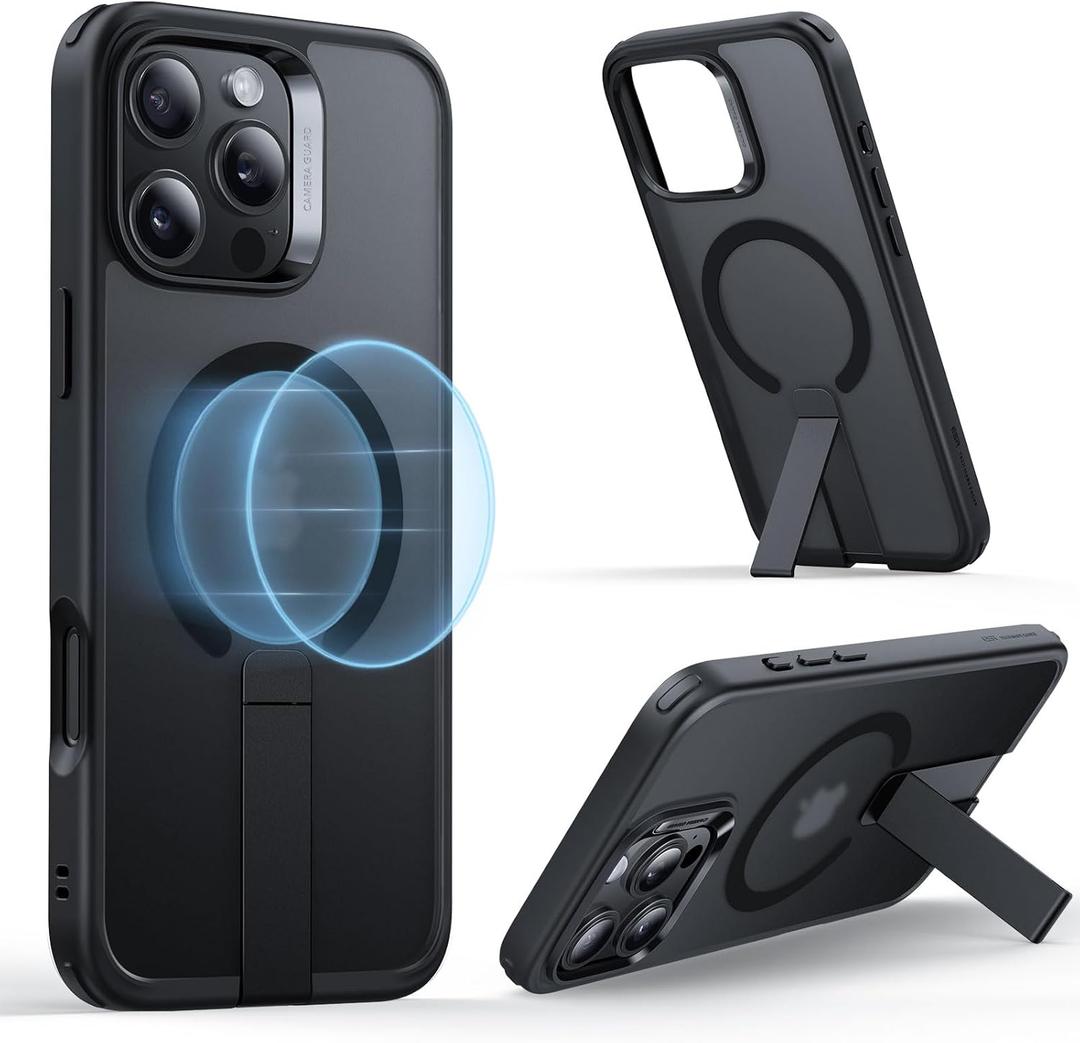 ESR for iPhone 16 Pro Case with Kickstand, Military-Grade Shockproof Protection, Magnetic Fully Adjustable Flickstand Phone Case, Compatible with MagSafe Accessories, Boost Series, Frosted Black