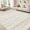 cotiled 5x7 Area Rug Living Room: Washable Boho Rugs with Non Slip Backing Large Soft Indoor Stain Resistant Carpet for Bedroom Farmhouse Dining Room Lightweight Home Decor Brown/Cream