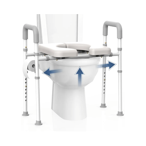 Raised Toilet Seat with Handles - Width Adjustable Elevated Toilet Seat Riser, 400 lbs Toilet Seat Riser for Seniors, Handicap and Disabled, Fit Any Toilet