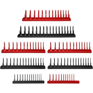 8PCS Socket Organizer Tray Set,SAE & Metric Socket Trays, 2PCS 1/4", 4PCS 3/8", 2PCS 1/2" Drive Deep and Shallow Socket Holders for Toolboxes (8pcs socket organizer