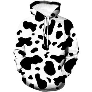 Unisex Novelty Hooded Sweatshirt 3D Cow Print Funny Hoodie Pullover, S