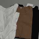 Riyiper 3 Pack Women's Half Sleeve Tops, Elbow Length Ribbed Cotton T Shirt Crew Neck Summer Tee Slim Fit Casual Blouses, Size S