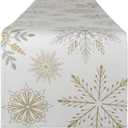 DII Holiday Dining Table Linen Sparkle Metallic Kitchen Dcor, Table Runner, 14x108, Snowflakes Print