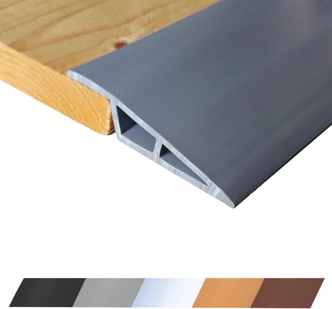 1/2" to 3/5" Height Threshold Ramp - Rubber Threshold, Floor Transition Strip, Wheelchair Ramp, Door Strip, Carpet to Tile Strip (Gray, 40 inches)