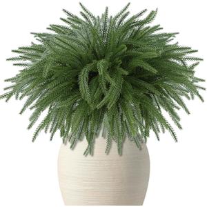 DR.DUDU 18" Norfolk Pine Stems Christmas Decor- 12 Pack Real Touch Artificial Branches for Vase Filler, Faux Greenery Stems for Mantel Table Xmas Indoor Decorations