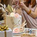 21 Pcs Boho Cake Topper Decorations Acrylic Minimalist Art Lady Gold Face Vintage Artificial Rose Flower Wedding Cake Toppers for Wedding Bridal Shower
