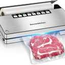 Bonsenkitchen Vacuum Sealer Machine, Sleek stainless steel appliance with 8 - in - 1 system, 6 Food Modes, Built - in cutter, Bag storage, Starter kits, Combining functionality with a stylish