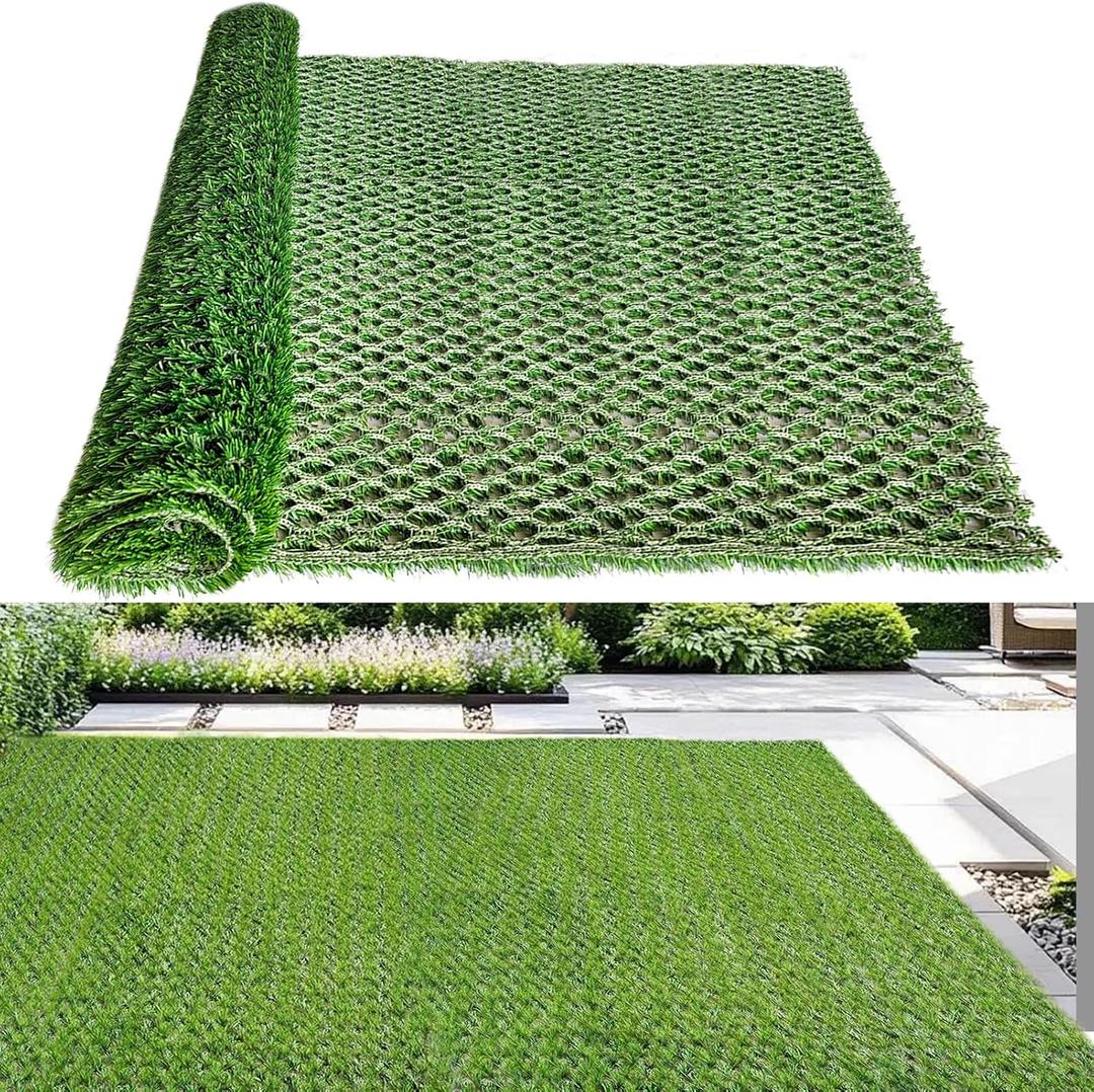 Hybrid Turf 6 ft. by 6.5 ft Artificial Turf Grass Patch Blends in with Natural Grass Outdoor Artificial Grass Turf Outdoor Rug Patio Lawn Decoration
