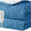 Heated Blanket Electric Throw 50X60-Heating Blanket with 5 Heat Settings-3 Hours Auto Off,ETL Certified,Machine Washable (Blue)