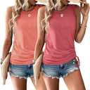 Womens Tank Tops 2 Pack Summer Tops Crew Neck Trendy Sleeveless Tops Cute Loose Fit Workout Casual Outfits 2026, Large