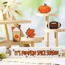 Geelin 5 Pcs Fall Decorations for Home Fall Football Tiered Tray Decor Rustic Wooden Maple Leaf Block Sign It's Pumpkin Spice Season Thanksgiving Table Centerpiece for Farmhouse Autumn Harvest Party