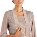 R&M Richards womens Plus Size Lace Pant Set Dress, Mocha, 14 Plus