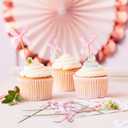 2 x 20PCS Pink Bow Party Decorations - Cute Bow Cupcake Toppers for Girls Birthday, Princess Theme Party Supplies, Baby Shower Decor, Festive Celebration Cake Toppers