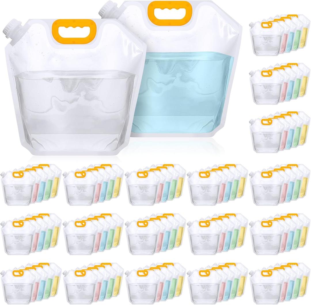 1.3 Gallon Collapsible Water Storage Bag Emergency Jug Container Clear Plastic Water Bladder for Outdoor Sport Camping Hiking No Leak, Freezable, Odorless, Flat Folding (No Scale)