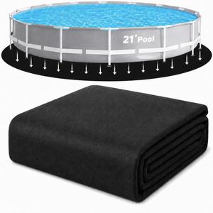 21-Foot Round Pool Pads for Above Ground Pool, Durable Geotextile Fabric Under Pool Liner Pad, Puncture Resistant Pool Ground Pad, Extend Liner Life, Black