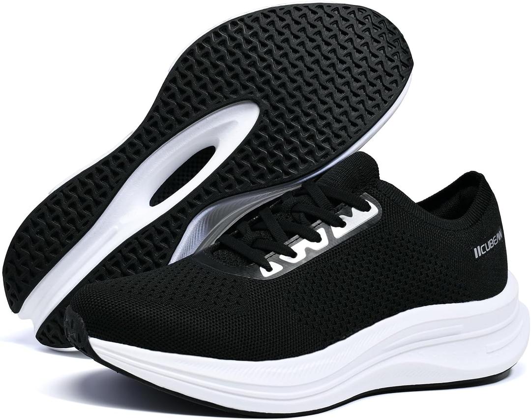 Men's Running Shoes-Breathable Walking Non-Slip Athletic Sneakers Lightweight Gym Comfortable Tennis Road Sneaker Training Shoe Men with Boxes (9.5, Black)