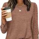 WIHOLL Long Sleeve Shirts for Women Lightweight Sweaters 3/4 Length Sleeve Fall Outfits 2025 Winter Clothing Dressy Casual (Medium, Chocolate Brown)