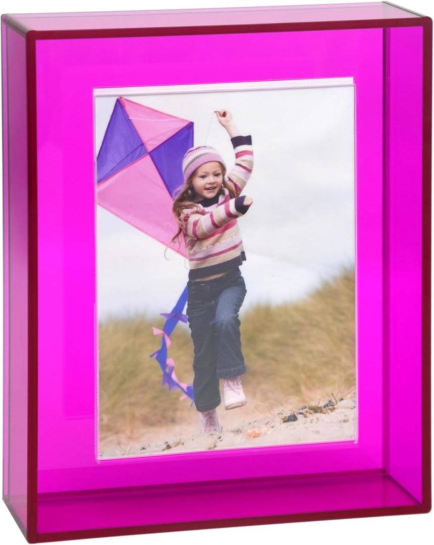 8x10 Acrylic Picture Frame for Wall and Tabletop Neon Floating Photo Frame with Decorative Bright Color, Purple