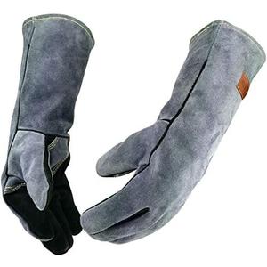 WZQH 16 Inches,932℉,Leather Welding Gloves XXL, Fire & Heat Resistant, Mitts for BBQ, Oven, Grill, Fireplace, Tig,Mig, Baking, Furnace, Stove, Pot Holder, Animal Handling Glove, Forge. XL, Black-gray WZQH 16 Inches,932℉,Leather Welding Gloves XXL, Fire & Heat Resistant, Mitts for BBQ, Oven, Grill, Fireplace, Tig,Mig, Baking, Furnace, Stove, Pot Holder, Animal Handling Glove, Forge. XL, Black-gray