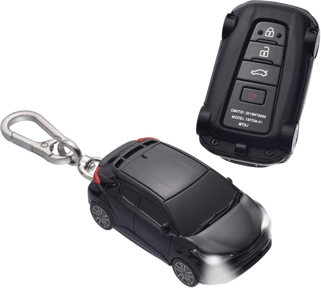 for Toyota Key Fob Cover Key Shell Upgraded Version with lamp - Key fob case Compatible with Toyota Camry Corolla RAV4 Highlander Avalon C-HR GT86 Prius Smart Remote Key - Black