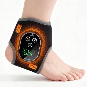 Foot Massager for Neuropathy Plantar Fasciitis Pain Relief, Heated Ankle Massager & Cordless Ankle Heating Pad Wrap with Rechargeable 3000mAh, 4 Heat Levels & 3 Vibration Modes, Father's Gifts
