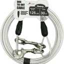 Petest 30ft Reflective Tie-Out Cable for Heavy Dogs Up to 125 Pounds (Black & Silver)