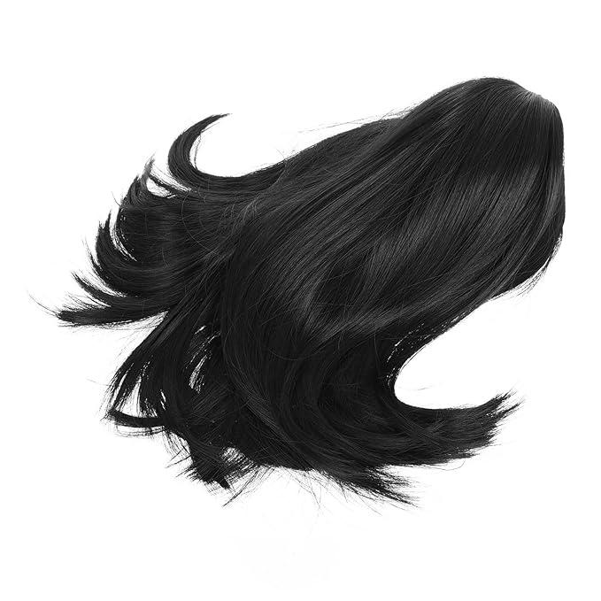 Short Straight Bob Wig with Fake Bangs Synthetic Black Hair Daily Wear Women’s Cosplay Costume Wig (11.81 x 5.51 x 0.79 inches)