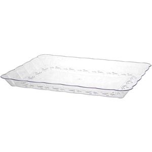 Scalloped Tray, 12" x 18" - Clear, Plastic, Case Pack of 24 - For Appetizers, Desserts, and Everyday Entertaining