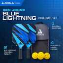 JOOLA Pickleball Paddles Set of 2 - Reinforced Fiberglass Surface Lightweight, Durable, Beginner-Friendly Racket Design Set Includes Balls & Bag USAP Approved, Blue 