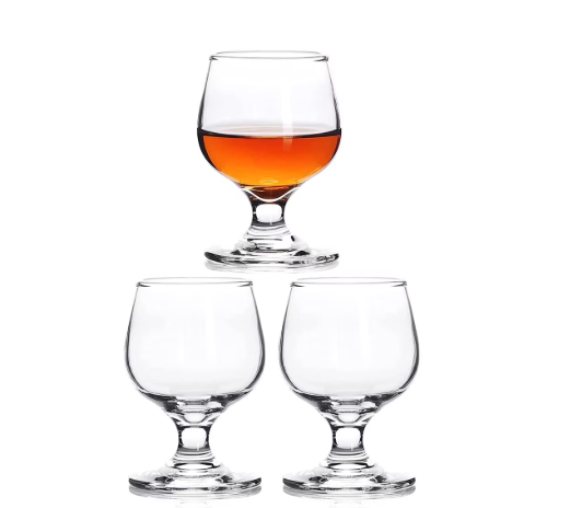 3.5oz Shot Glass Set of 3 - Clear, Cute Glasses Perfect for Tasting Brandy - Glass Snifters,3pcs