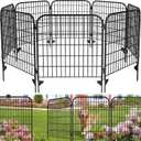 AMAGABELI 6 Panels 32 in(H) X 15 ft(L) Decorative Garden Fence Gate,No Dig Dog Fence Outdoor for Yard,Rustproof Tall Garden Fencing Animal Barrier Metal Wire Panel Border for Flower Bed,Patio
