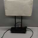 Bedside Touch Control Table Lamp with Dual USB Charging Ports 1 AC Outlet, 3 Way Dimmable Modern Nightstand Lamp with Cream Fabric Shade, Desk Lamp for Bedroom Living Room Office with 5000K LED Bulb