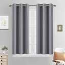 Yakamok Gray Room Darkening Thermal Insulated Blackout Curtains for Bedroom Width 38 Inch by Length 45 Inch, Two Curtain Panels (Grey)