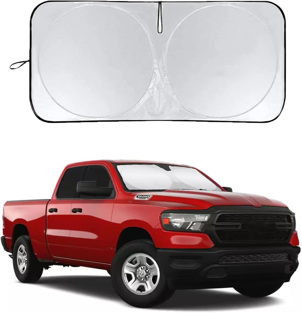 Windshield Sun Shade Window Sunshade for RAM 1500 2024 Windshield Cover for 2019-2023 Dodge RAM 1500 Truck 240T Reflective Sun Visor Protector Pickup,2Dr RegularCab,4Dr QuadCab Accessories