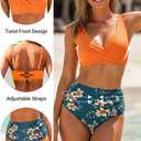 Yonique Women's Two Piece High Waisted Bikini Set Tummy Control Swimsuit Full Coverage Bathing Suit (M)