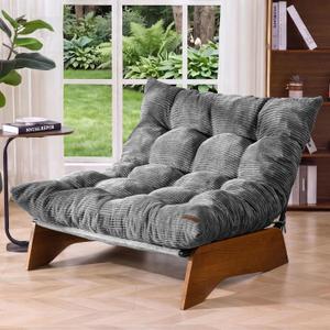 MAXYOYO Adjustable Living Room Chair, 3-Position Accent Chair with Frame | Convertible Living Room Chair & Recliner, Tufted Cushion Floor Chair, Soft Upholstered Lounge for Bedroom, Lounge, Dorm