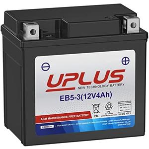 UPLUS YTX5L-BS ATV Motorcycle Battery, EB5-3 Maintenance Free 12V 4Ah SLA Batteries Scooter AGM Battery, Replacement for GTX5L-BS, ETX5L-BS, CTX5L-BS, BTX5L-BS, PTX5L-BS, AGM12-5, YTZ5S-BS