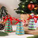 Soulchen 8 Set Christmas Tree Sequin Decoration Kits Christmas Tree Decoration Craft Ornament Included Cone Polystyrene Nails Sequins Ribbon for Make Your Own Sequin Tabletop Centerpiece Decor