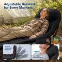 Folding Camping Cot with Mattress and Pillow, No Assembly Camping Cot for Adults, 450 Lbs Capacity Adjustable Portable Bed with Side Pocket for Indoor Outdoor Patio Guest Use, 70 Inch, Black, 69 x 23 x 31 inch