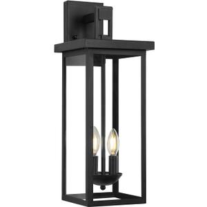 tewei 1 Pack Large Size Outdoor Wall Lights Exterior Wall Light Fixture, 22 Inch Matte Black Porch Light Waterproof Outdoor Lights for House with Clear Glass Shade, Exterior Wall Sconces for Garage