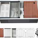 Undermount Kitchen Sink, 33 x 19 x 10 Inch Sink Kitchen 16 Gauge Stainless Steel Kitchen Sinks Single Bowl Workstation Sink with Cutting Board